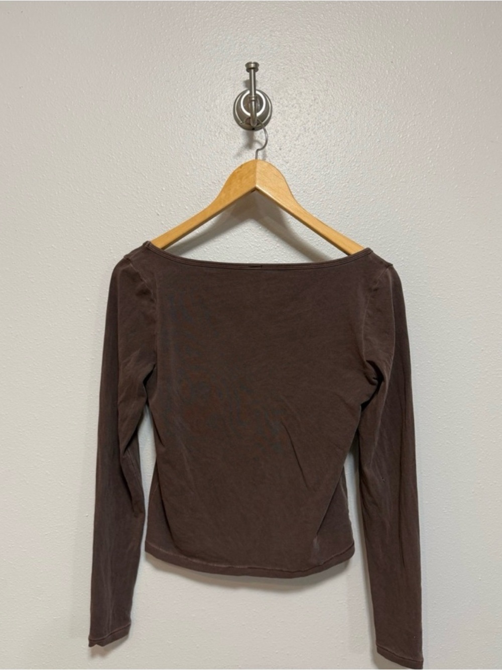 Skims Espresso Long Sleeve Scoop Neck - Size Large - Picture 2 of 4
